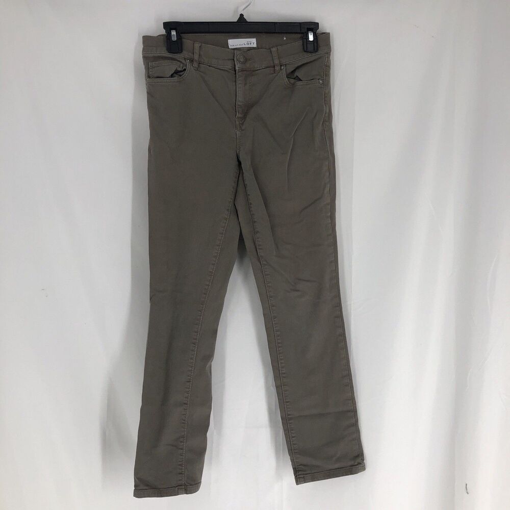 Loft Jeans Womens 27/4 Taupe Gray Brown Skinny Crop Mid Rise Stretch Casual